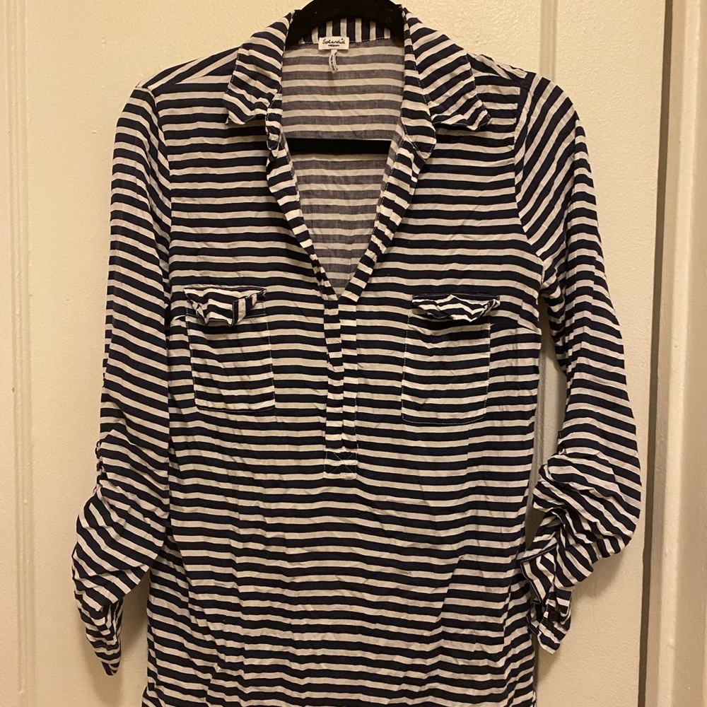 Splendid soft navy and white striped shirt